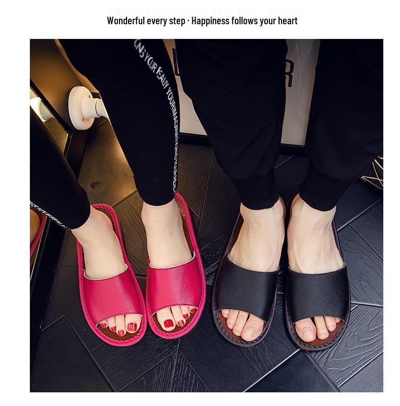 Waterproof Non-Slip Indoor Leather Slippers for Men & Women - Perfect for Bathroom or Home Use