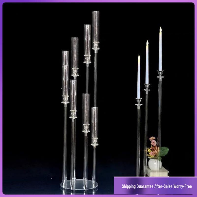 Transparent Acrylic Step-Up Candelabra for Wedding Aisle Props