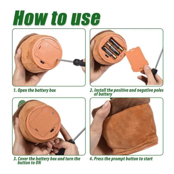 Jouet en Peluche Cactus Qui Danse - 120 Chansons - Éducation Précoce - Vert