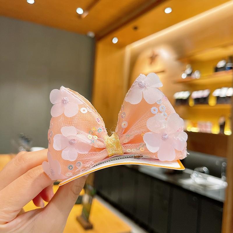 New Pearl Bow Hair Clips Gauze 3D Princess Sweet Barrettes for Children Headwear Girls Kids Hair Accessories