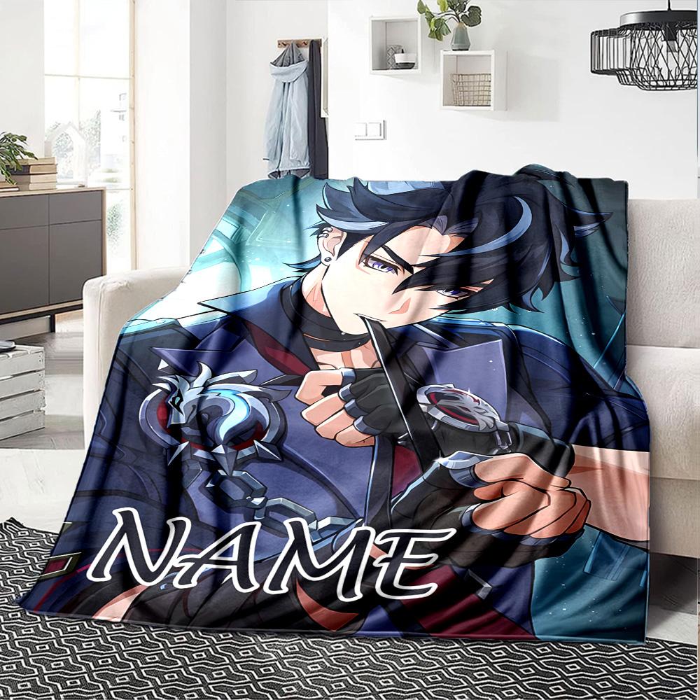Customizable Genshin Impact8 Throw Blanket – Personalized Name, All-Season Cozy Snug Blanket, Machine Washable, Personalized Blanket