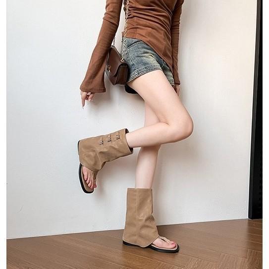Herringbone toe cool boots women's summer 2025 new western cowboy boots spice girls summer tube boots