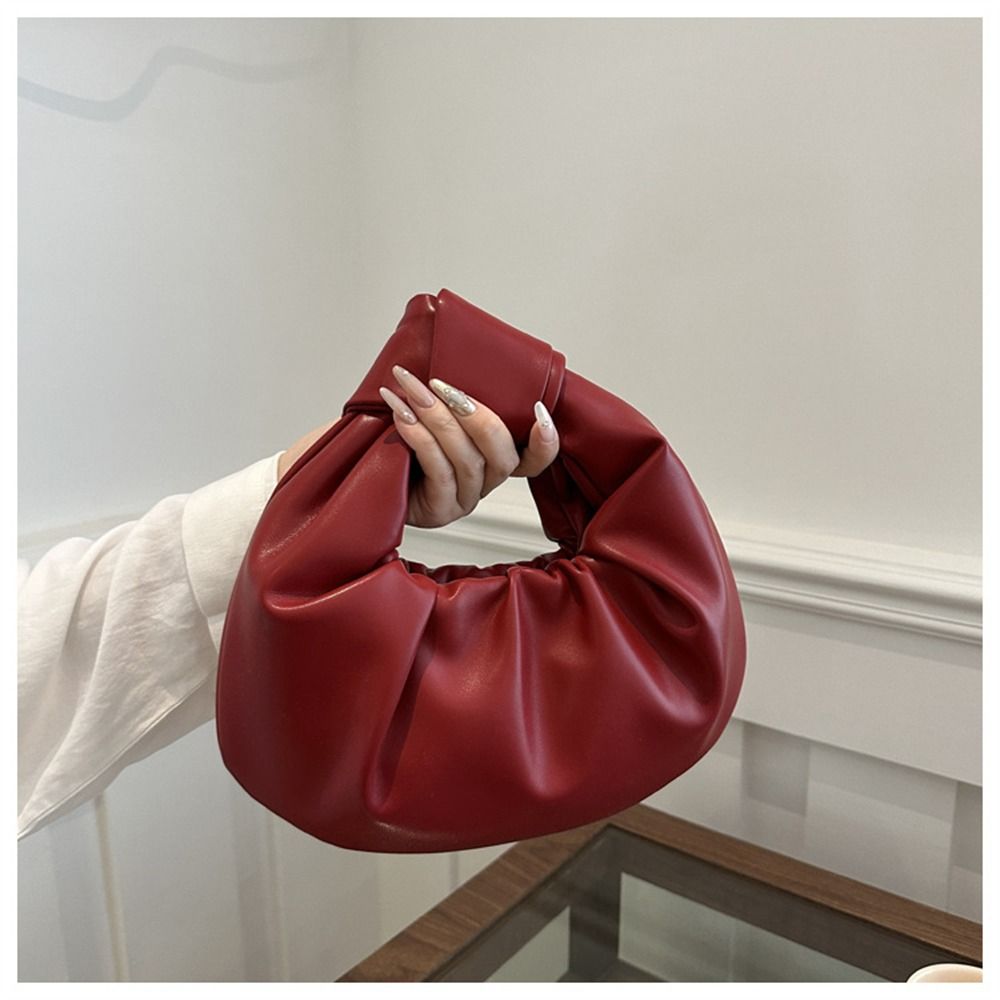 Fashion Simple PU Leather Shoulder Bags Lightweight Solid Totes Large Capacity Underarm Bags Women Girls Handbags