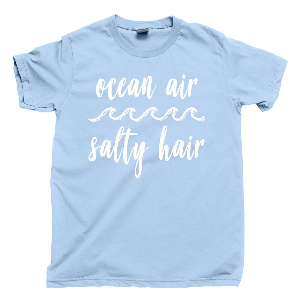 Ocean Air Salty Hair Toes In Sand Beach Please Boat Hair Don t Care Tee Unisex T-Shirt XXXXL 2000₽