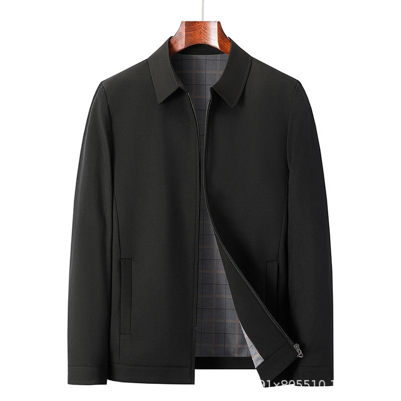 Spring and Autumn Business Casual Jacket Men's Lapel Zipper Jacket Executive Commuter Civil Service Men's Jacket