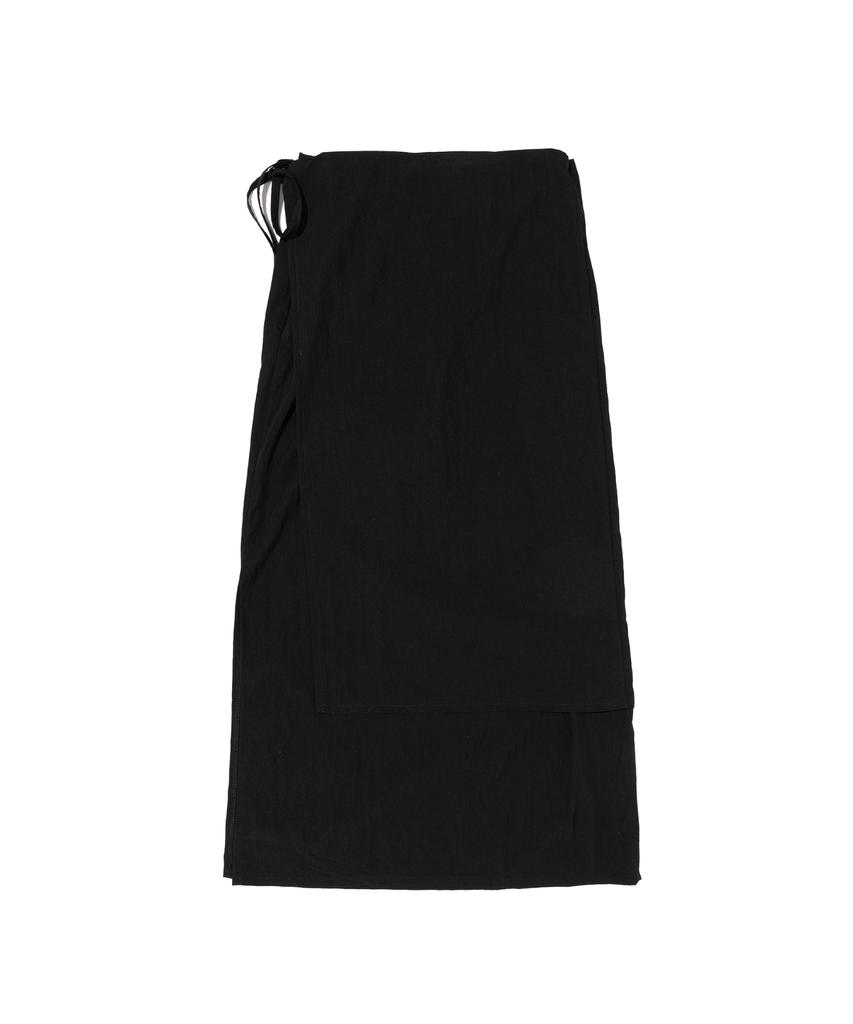 Road Road Wrap Nylon Long Skirt (Black)