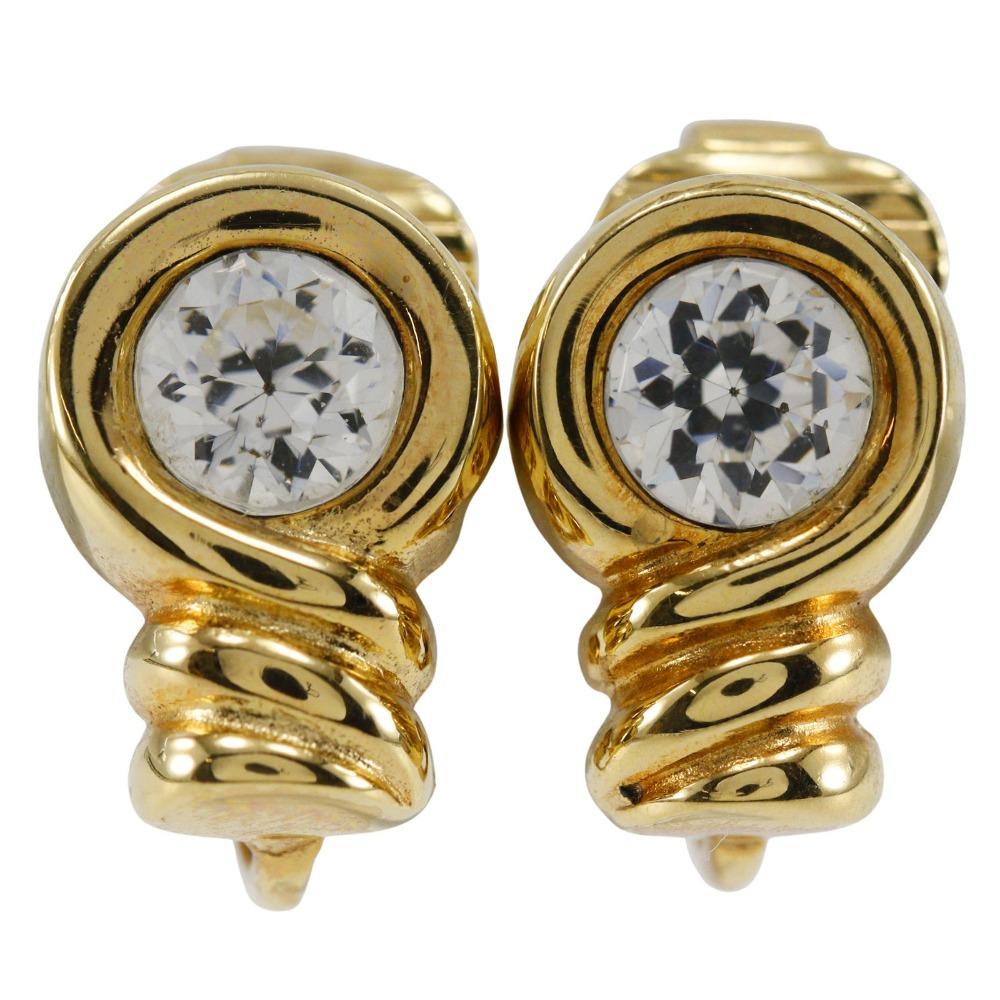 

Dior Earring vintage Plated Gold/Rhinestone 5.4g Women Used