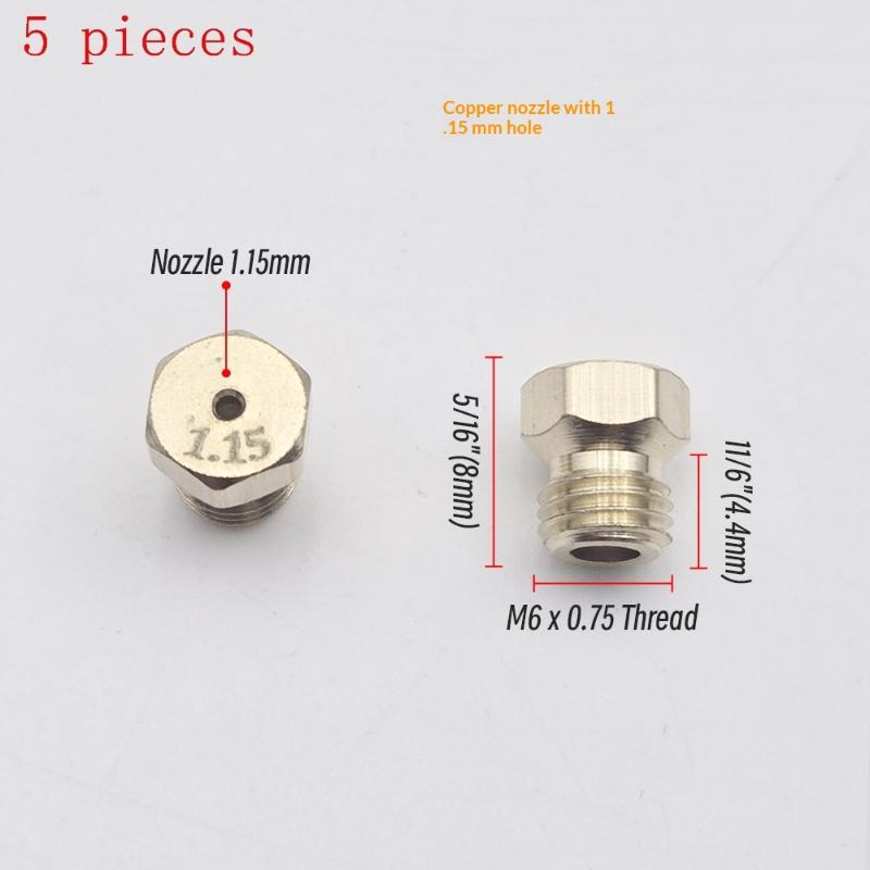 5PCS Brass Burner Gas Hob LPG- Conversion Kits Jets 50 65 70 87 95 Brass Nozzle For Gas Stove Brass Nozzle Propane Injector