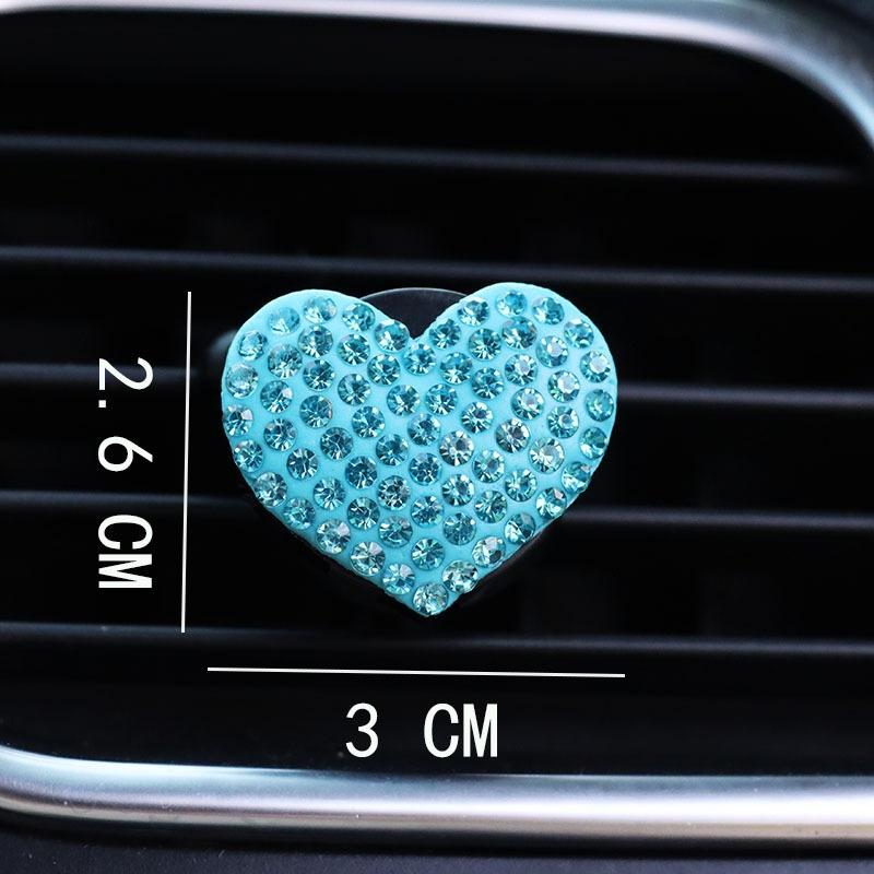 2Pcs/Set Heart-Shaped Car Air Outlet Perfume Clip Rhinestone Car Air Conditioning Air Outlet Perfume Decoration Clip Car Auto Ac