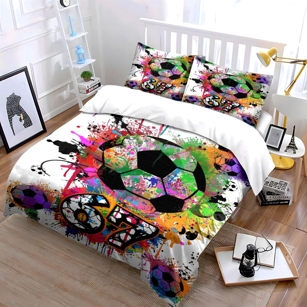 Soccer balls and splashes. Bedding sets Duvet cover sets Duvet covers Pillowcases(1 * Duvet Cover 2 * Pillowcases, without duvet insert)