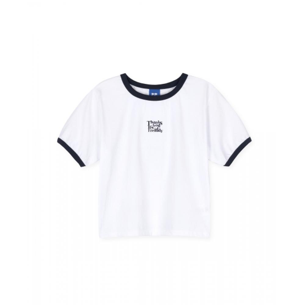 

Укороченная футболка с логотипом FREI Womens Essentials, БЕЛАЯ
