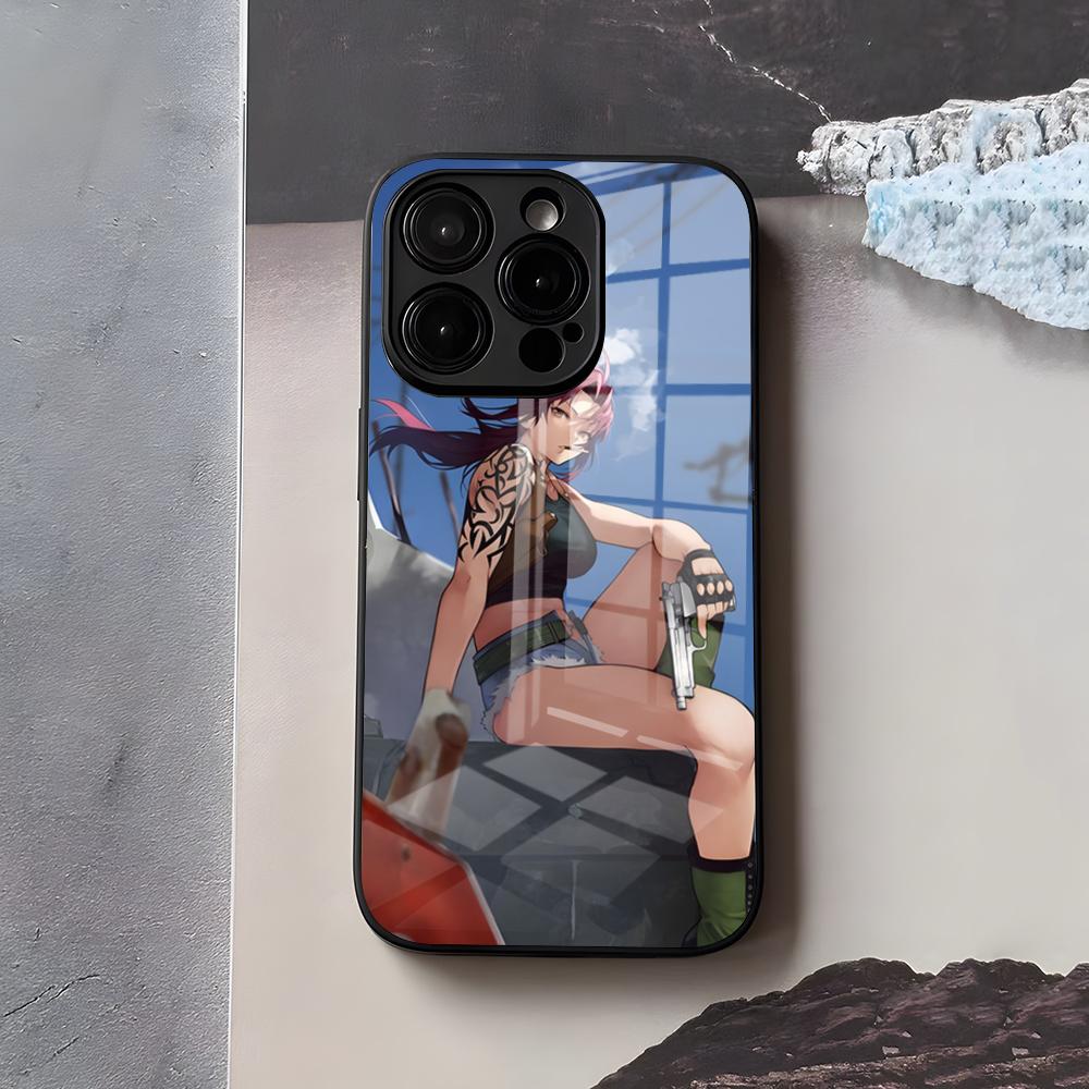 

Revy B-Black L-Lagoon Phone Case For IPhone 17 Air 16 E Pro Max 15 14 13 Mini 12 Pro 11 Max Plus Black Glass Cover iPhone 13