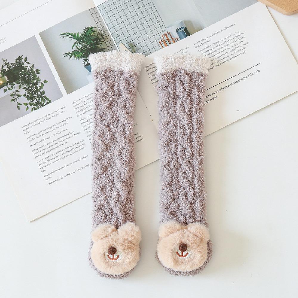 Soft Newborn Knee High Socks Fuzzy Infant Winter Stockings Coral Fleece Socks 0-3 Years Old