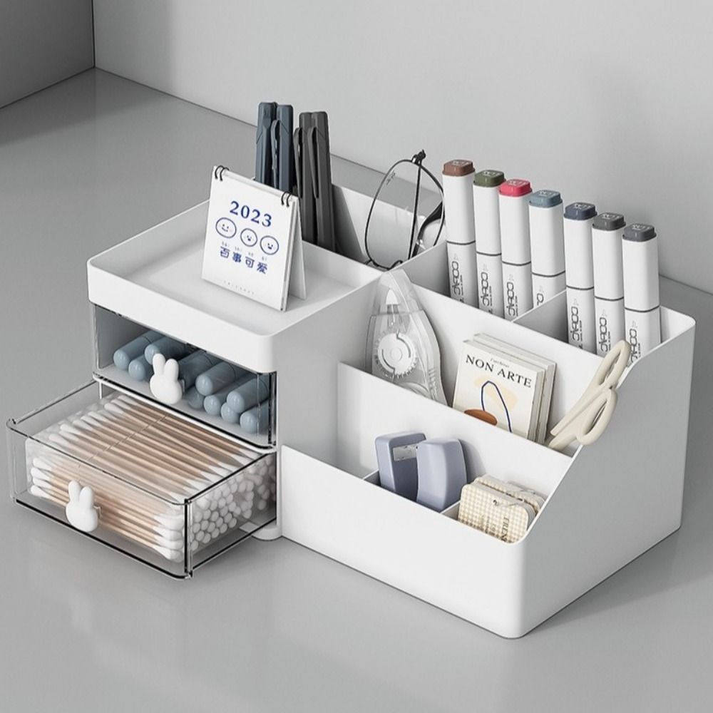 10 Compartments Cosmetic Drawer Organizer Cute Bunny Makeup Storage Case  Dressing Table