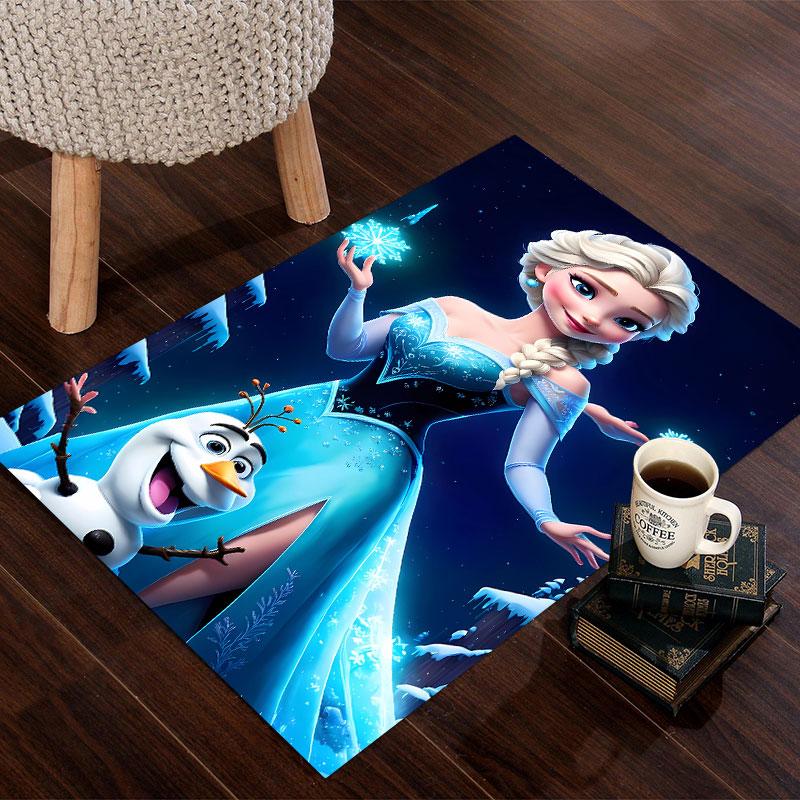 Frozen-themed floor protection rug, Elsa princess cartoon rug, suitable for room décor and as a gift.