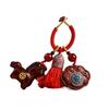 Red Sandalwood Zodiac Horse Pendant Ruyi Lock Keyring Ornament