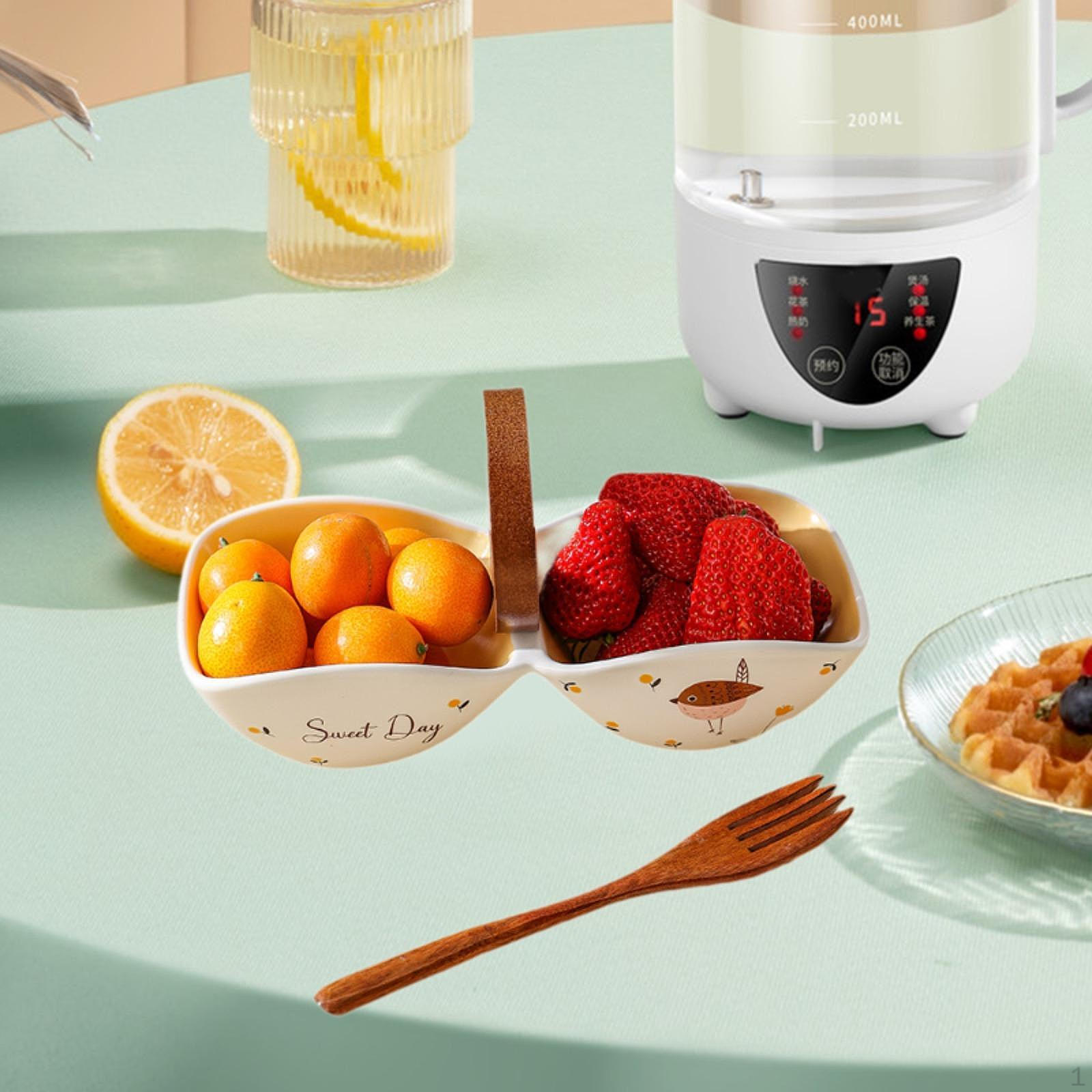 

Divider Bowl Divided Creative Handheld Decoration Serving Double Compartments for жовтий