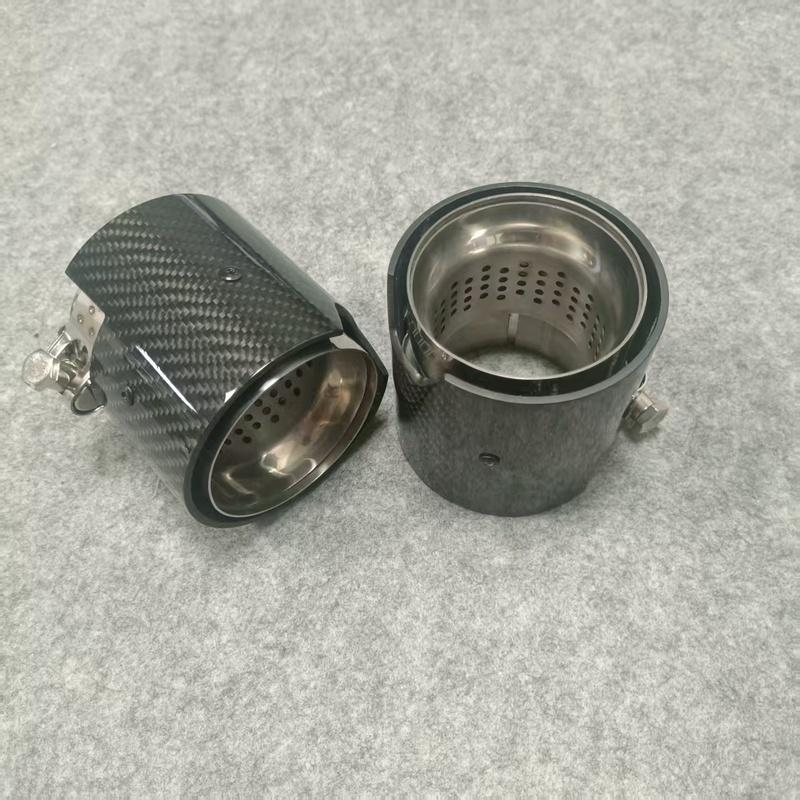 90mm Long Silver Carbon Fiber Exhaust Tip for BMW M2 M3 M4 M5 M6, F87 F80 F82 F83 F90, G80 G82 G83