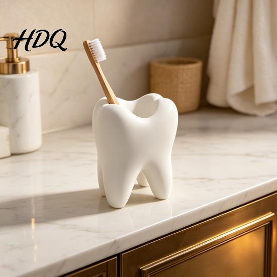 Pen Holder Toothbrush Holder 3D Printed Tooth Shape Storage Organizer Wide Shaped