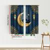 2 Pack Navy Blue and Gold Mandala Crescent Curtains, Flat Print, Ramadan Eid Window Decor, Living Room Bedroom Decor