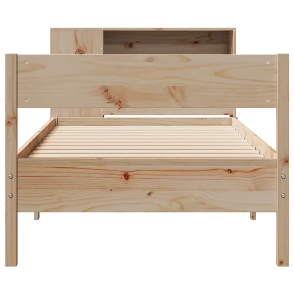 Vidaxl Bed With Shelf, Without Mattress, 75X190 Cm, Pine Wood