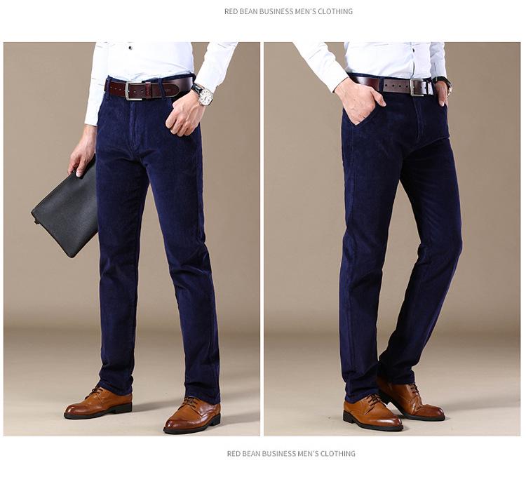 2025 Men's Corduroy Pants: Straight, Loose Fit, Thick and Warm for Spring, Autumn, and Winter.