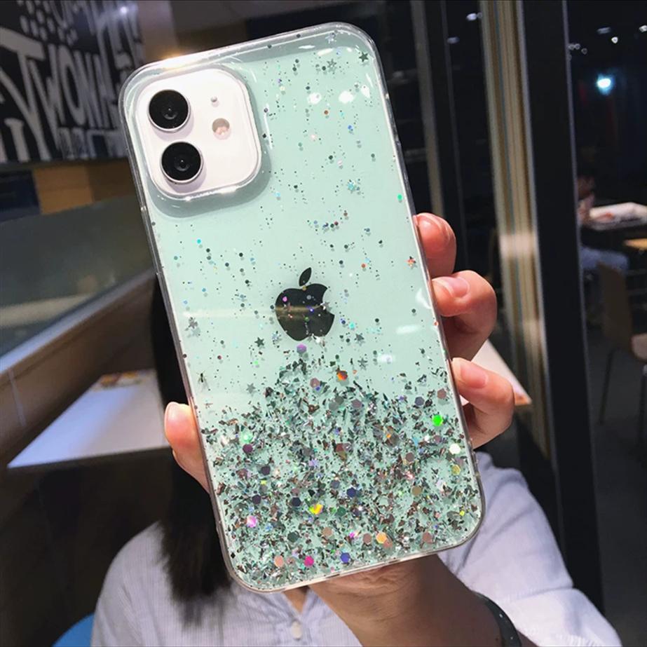 Luxury Purple Sequin Glitter Bling Phone Case For Iphone 16 Pro Max 15 14 13 12 11 Xr Xs 7 8 Plus Fashion Shockproof Soft Cover