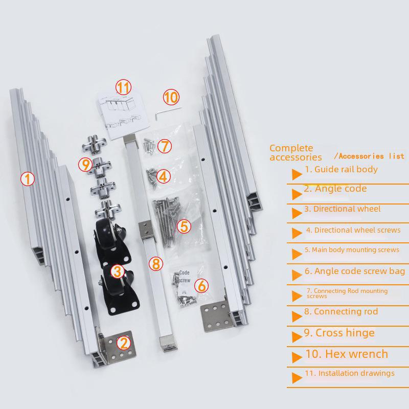 מסילות ומגלשות טלסקופיות מתקפלות מסגסוגת אלומיניום לשולחן אוכל