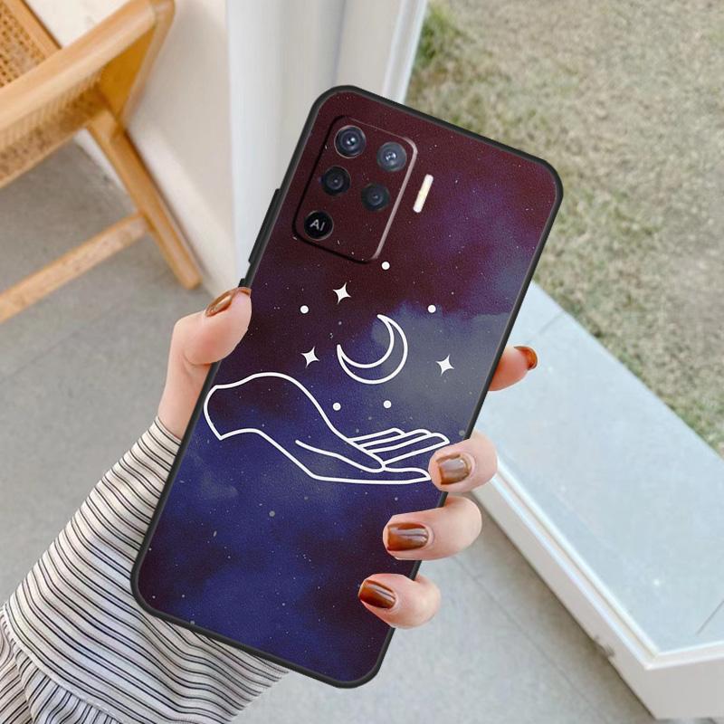 Hand hält Mond Finger Herz Hülle Für Oppo A76 A16 A96 A17 A18 A60 A80 A40 A38 A58 A78 A98 A94 A74 A54 A15 A57 A77 A5 Pro