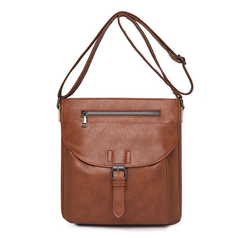 Lightweight Retro Messenger Bag Women's Bag Large Capacity Crossbody Bag PU Shoulder Bag