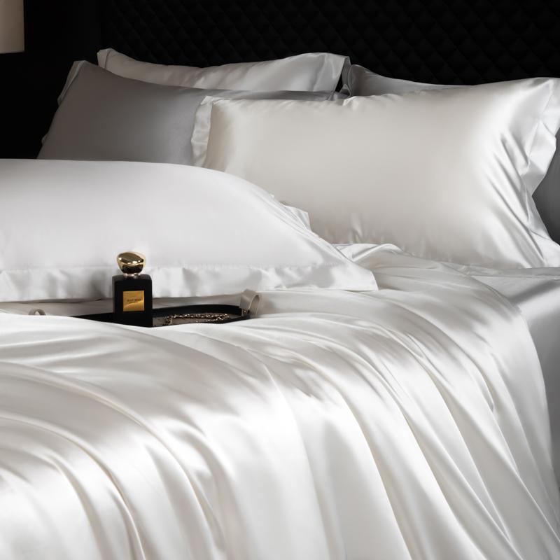 Set Copripiumino Matrimoniale 100% Seta di Gelso con Federe Set Comodi per Letto Lenzuolo in Lino Set Copriletto Setosi