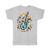 Gift T-Shirt : I Love Music Rock Guitar Painting Print Room Musician Card