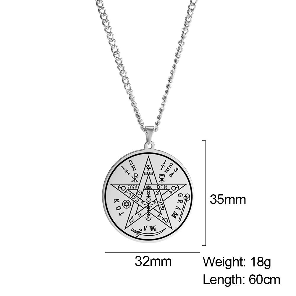 

LIKGREAT Tetragrammaton Pentagram Pendant Necklace Stainless Steel Jewelry Name of God Pentacle Protection Lucky Amulet Gift