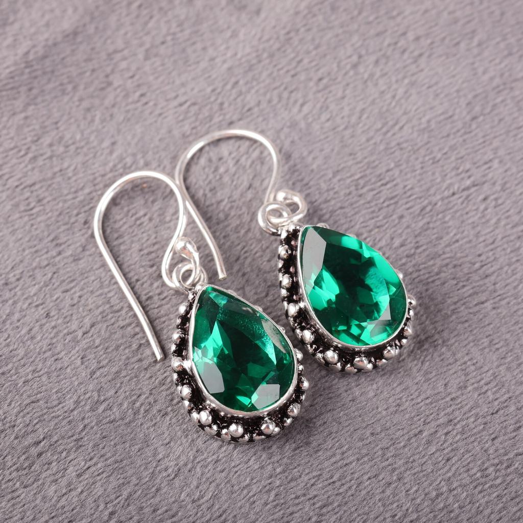 Chromdiopsid Edelstein 925 Sterlingsilber Handgefertigte Ohrringe Muttertagsgeschenk EE-97-2