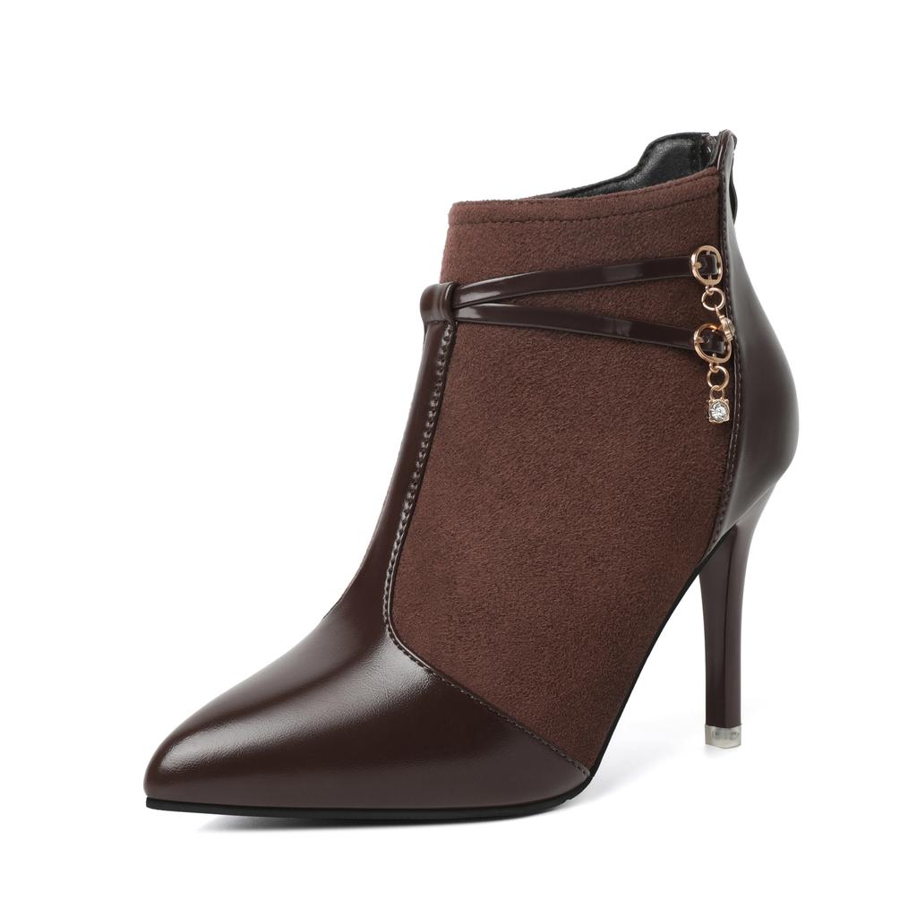 Autumn and winter new short boots women's large size stiletto fashion versatile pointed Martin bare boots ins tide