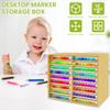 Bamboo Marker Organizer Holds 133 Markers Pens Desktop Storage Pencil Holder Watercolour Brushes Stationary Organizer