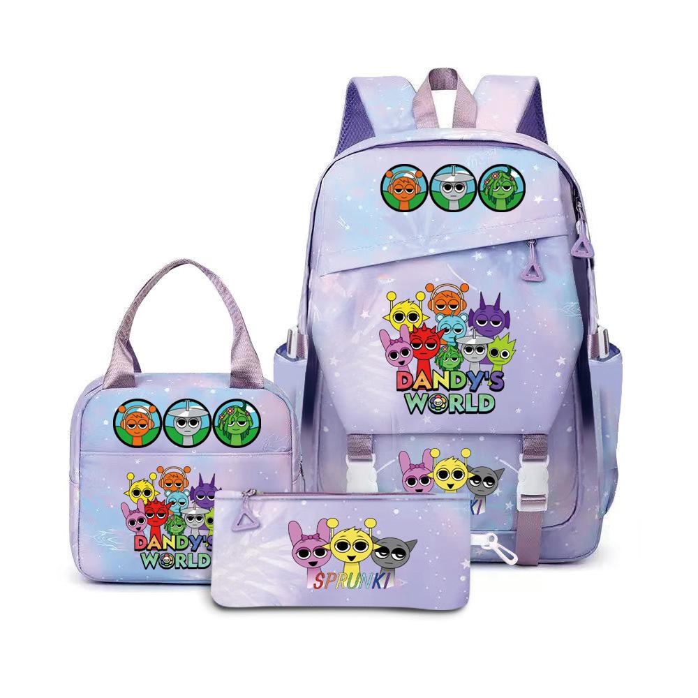 Rhythm Box Sprunki Music Game School Bag Backpack Pencil Bag Three-Piece Set Student Heat Printing Backpack