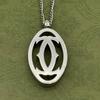 Used Cartier 2c Logo Necklace Silver 6-101-44