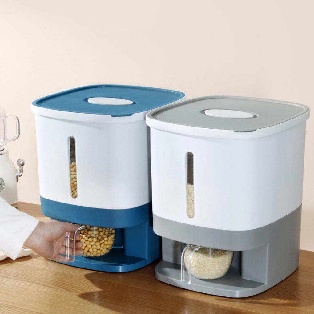 10KG Rice Bucket Dispenser Sealed Grain Case Cereal Food Storage Box Moisture-proof Transparent Powder Boxes Tank