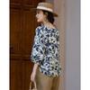 Demana Floral Print Tie-Neck 3/4 Sleeve Cotton Blouse