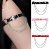 1PC Metal Tassel Fashion Punk Leg Loops Adjustable Love Heart Chain Gothic Leg Ring Sexy Pu Leather Irregular Suspender Leg Chain