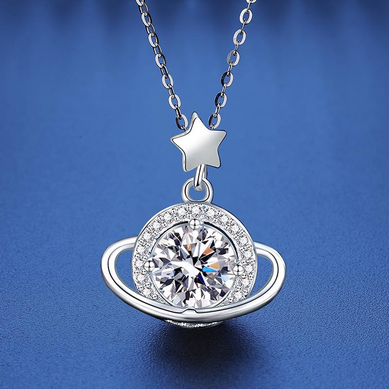 Collana Pendente in Argento Sterling S925 di Alta Gamma con Moissanite - Regalo Lussuoso per Lei