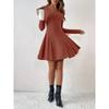 2025 Spring Autumn Knitted V-neck Long Sleeve Sweater Dress Elegant Slim Fit Women Casual Simple A-line Short Dress Fashion Solid Color Party Clothing