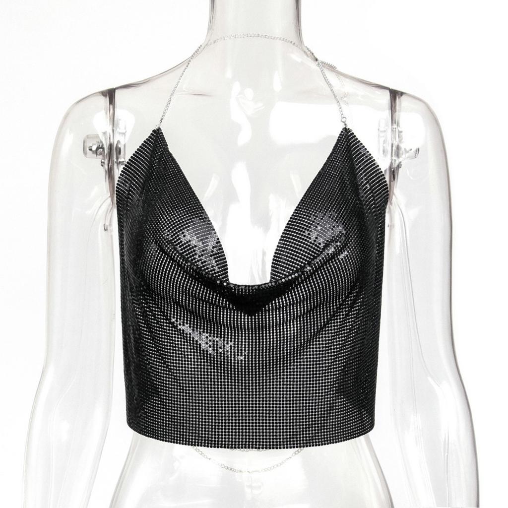 Women's Summer Trend Sequined Suspender Party Top