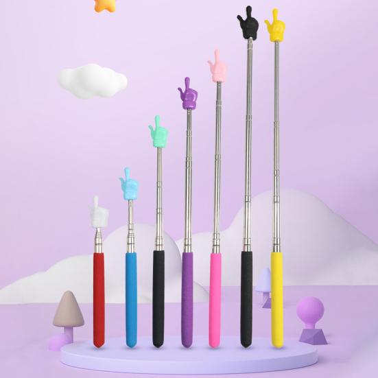 Retractable Pointer Colored Teacher Finger Design Non-slip Handle Stainless Steel Telescopic Rod Guiding
