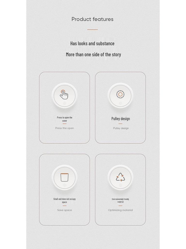 High-Gloss Flip Lid Slim Trash Can for Kitchen & Bathroom