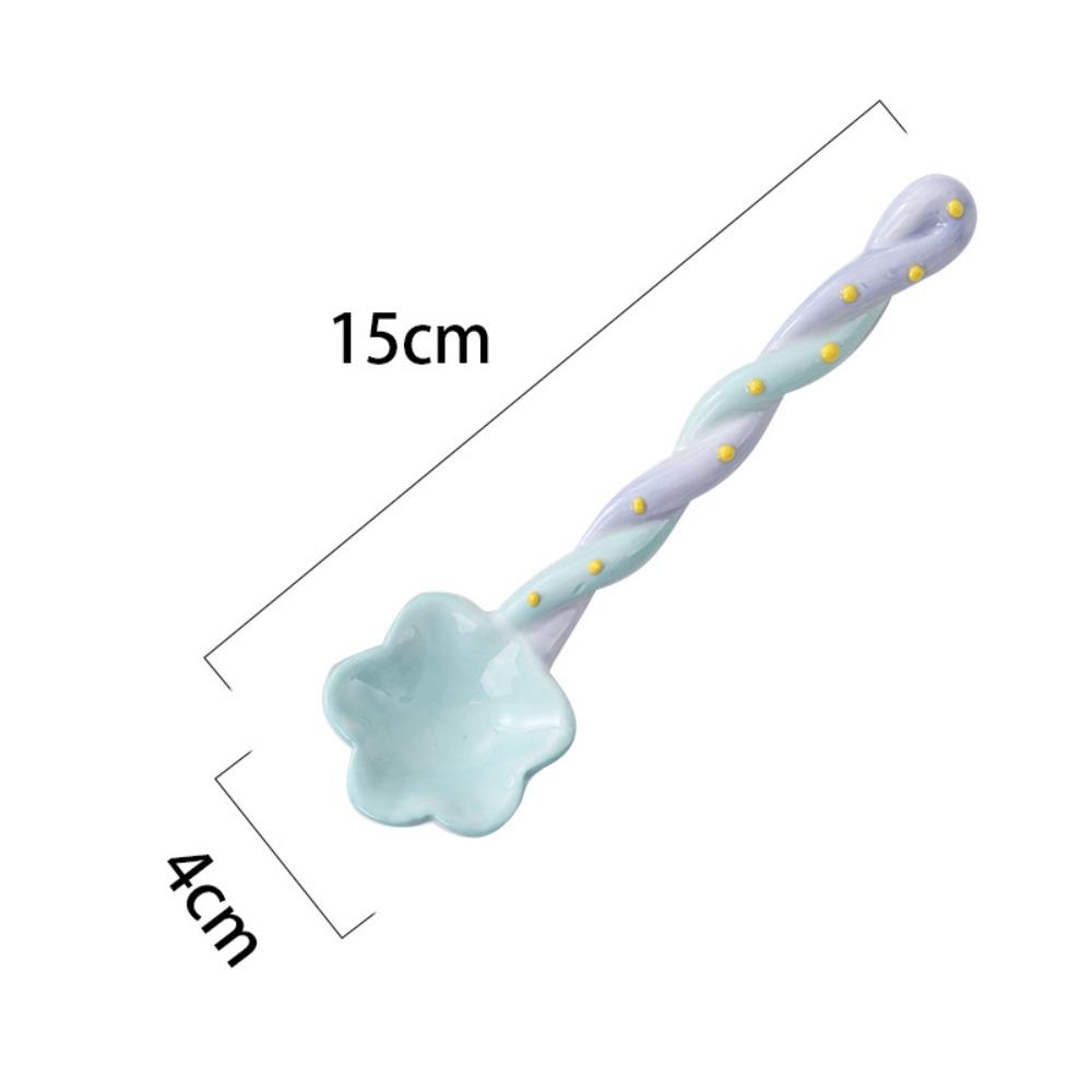 

Керамическая ложка с длинной ручкой, милая бытовая кофейная ложка в стиле Instagram, расписанная вручную в форме цветка, ложка для помешивания