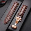 Butterfly Buckle Genuine Calfskin Leather Watch Starp 12/13/14/15/16/17/18/19/20/21/22/23/24mm Universal Replacment Watch Bands