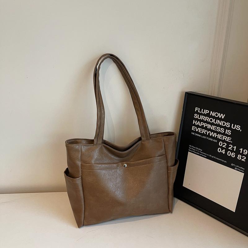 2025 summer new foreign temperament simple large-capacity tote bag fashion trend women's casual shoulder bag