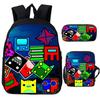 Angry Geometry Dash Cartoon Print Children Backpack 3Pcs Set Boys Girls School Bags Large Capacity Bookbag Back To School Gifts